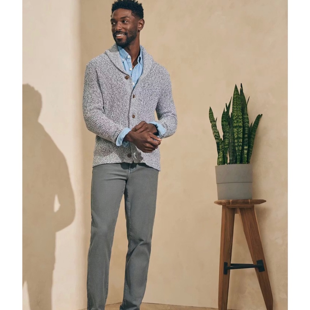 Faherty | Heather Gray Marled Cotton Cashmere Knit Cardigan ~ XL Like New - Picture 3 of 11